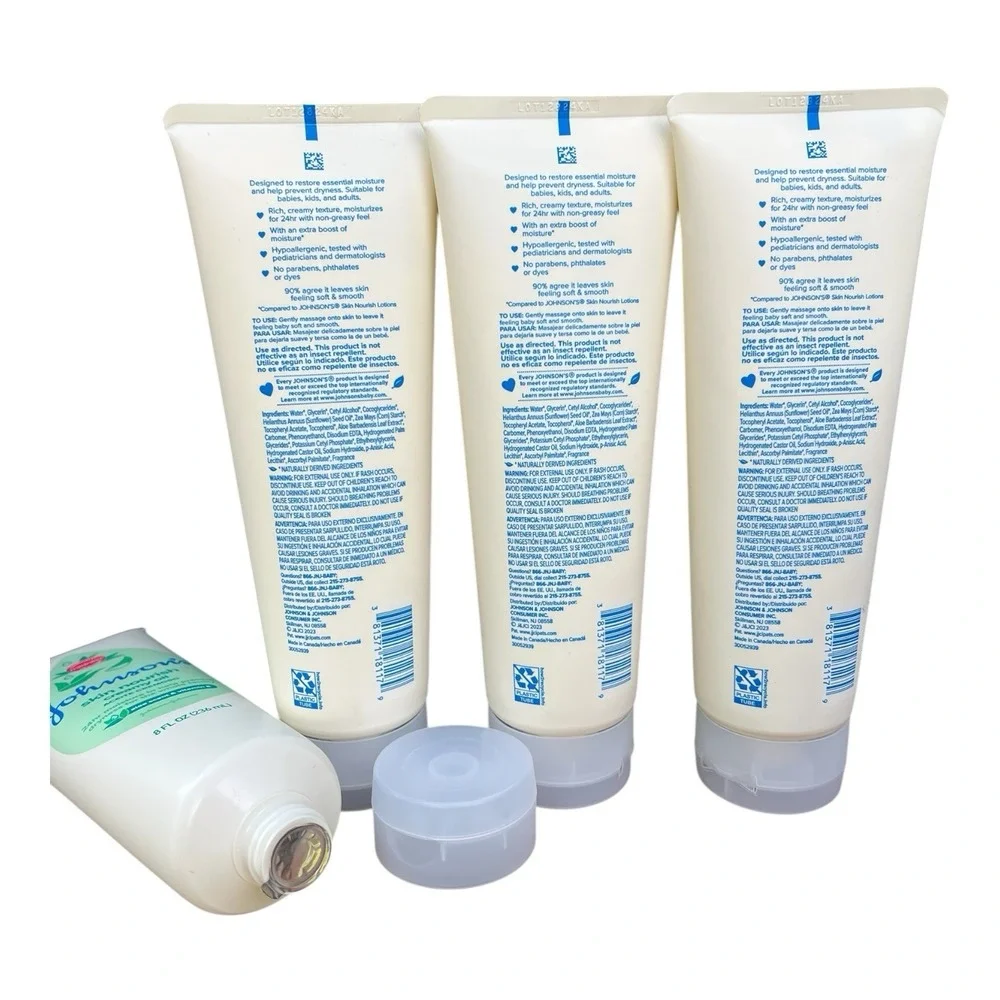 4 Pack Johnson's Baby Creamy Oil Aloe & Vitamin E 8 Ounce SEALED